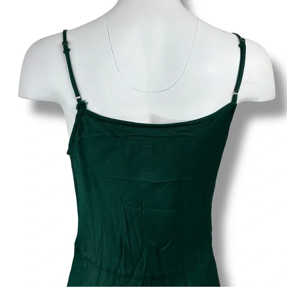 BHLDN Anthropologie Cali Satin Charmeuse MIDI Dress in Dark Emerald M Medium - Picture 7 of 9